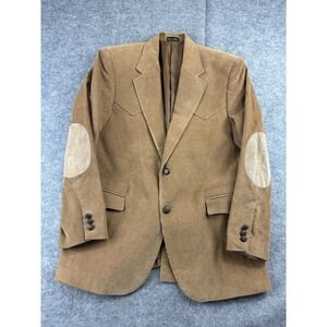 Circle S Blazer Mens 40R Tan Corduroy Western Sport Coat Suede Elbow Patches VTG